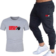Load image into Gallery viewer, Summer fashion 2020 hot sale new print T-shirt + trousers men's leisure sports fitness gym running jogging explosion sportswear