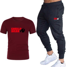 Load image into Gallery viewer, Summer fashion 2020 hot sale new print T-shirt + trousers men's leisure sports fitness gym running jogging explosion sportswear