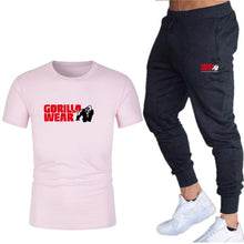 Load image into Gallery viewer, Summer fashion 2020 hot sale new print T-shirt + trousers men's leisure sports fitness gym running jogging explosion sportswear