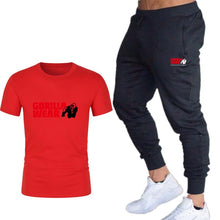 Load image into Gallery viewer, Summer fashion 2020 hot sale new print T-shirt + trousers men's leisure sports fitness gym running jogging explosion sportswear