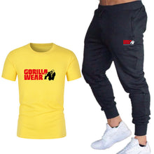 Load image into Gallery viewer, Summer fashion 2020 hot sale new print T-shirt + trousers men's leisure sports fitness gym running jogging explosion sportswear