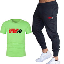 Load image into Gallery viewer, Summer fashion 2020 hot sale new print T-shirt + trousers men's leisure sports fitness gym running jogging explosion sportswear