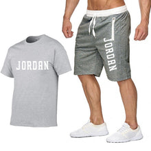 Load image into Gallery viewer, New Fashion Shorts Set Men 2020 Summer 2pc Tracksuit Short Sweat Shirt + Shorts Sets Mens Casual Tee Shirts Set Sportswears