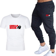 Load image into Gallery viewer, Summer fashion 2020 hot sale new print T-shirt + trousers men's leisure sports fitness gym running jogging explosion sportswear
