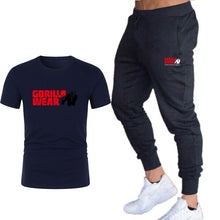 Load image into Gallery viewer, Summer fashion 2020 hot sale new print T-shirt + trousers men's leisure sports fitness gym running jogging explosion sportswear
