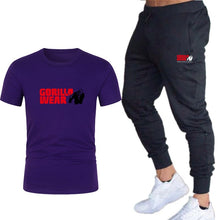 Load image into Gallery viewer, Summer fashion 2020 hot sale new print T-shirt + trousers men's leisure sports fitness gym running jogging explosion sportswear
