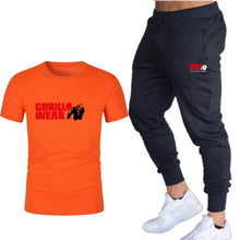Load image into Gallery viewer, Summer fashion 2020 hot sale new print T-shirt + trousers men's leisure sports fitness gym running jogging explosion sportswear
