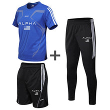 Load image into Gallery viewer, Tracksuit male 2020 men's clothing set summer sports clothing fitness shorts print + t shirt male suit 3 pieces sets plus size
