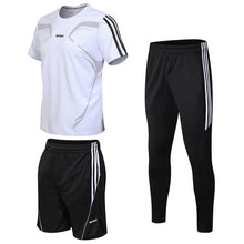 Load image into Gallery viewer, Tracksuit male 2020 men's clothing set summer sports clothing fitness shorts print + t shirt male suit 3 pieces sets plus size
