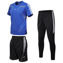 Load image into Gallery viewer, Tracksuit male 2020 men's clothing set summer sports clothing fitness shorts print + t shirt male suit 3 pieces sets plus size
